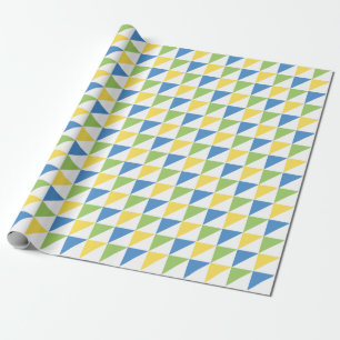 Cadeau Or vert et papier d'emballage de triangles bleues