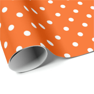 Cadeau Orange Papier blanc à enveloppement à points Pol