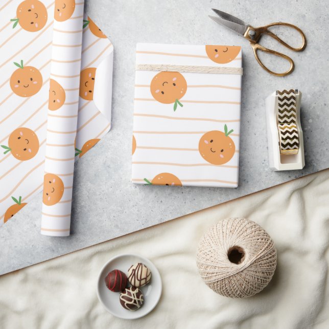 Cadeau Oranges mignonnes Imprimer - Rouleau papier à enve (Artisanat)