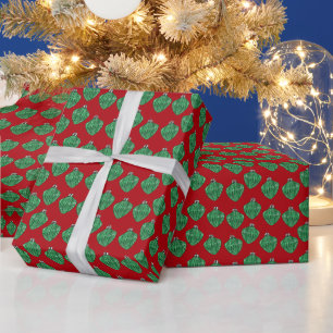 Cadeau Ornements en verre vert - Papier à enveloppement r