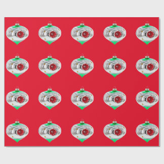 Cadeau Ornements verts et rouges Papier à enveloppement r