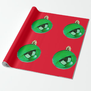 Cadeau Ornements verts Papier à enveloppement rouge