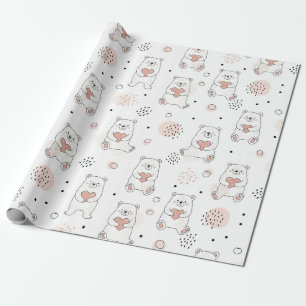 Cadeau Ours mignon et cœurs -- Papier peint pour nurserie