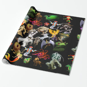 Cadeau P est pour le papier d'emballage Phoenix (noir)