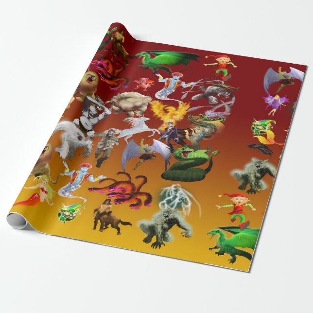 Cadeau P est pour le papier d'emballage Phoenix (Or) (Déroulé)