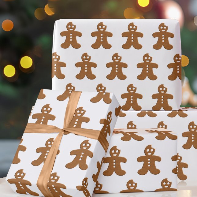Cadeau Pain d'épices Homme Cookie Papier d'enveloppement  (Fun and festive gingerbread men wrapping paper just for you)