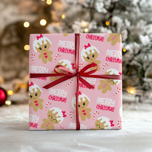 Cadeau Pain d'épices rose Fille Papier d'enveloppement de