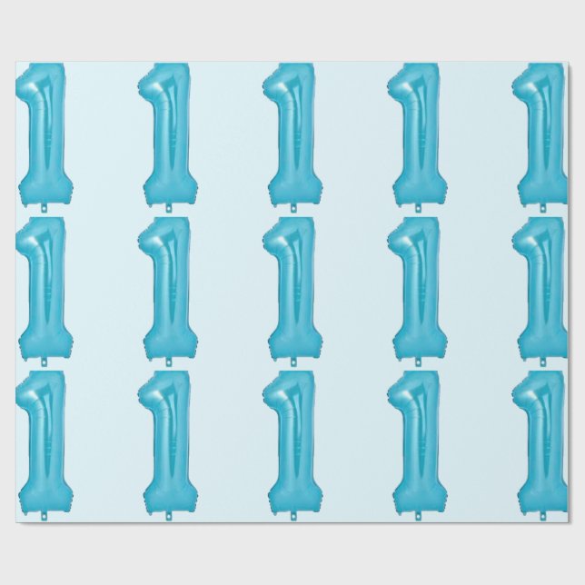 Cadeau Papier à ballons bleu 1 (Plat)