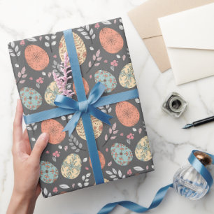 Cadeau Papier à écorce de Pâques floral foncé - Oeuf past
