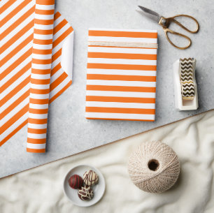 Cadeau Papier à enveloppement à bandes orange