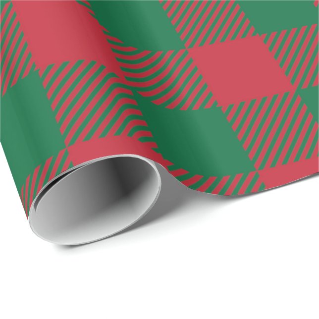 Cadeau Papier à enveloppement à bison rouge et vert (Coin rond)