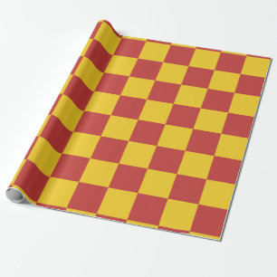 Cadeau Papier à enveloppement À damiers rouge et jaune