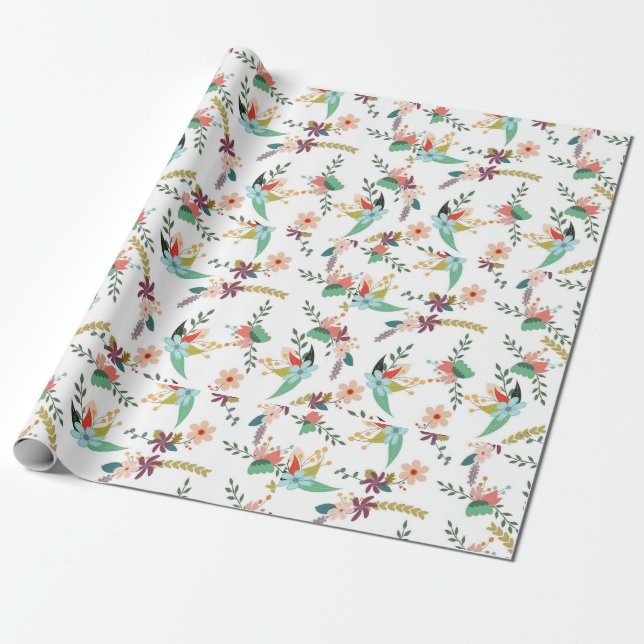 Cadeau Papier à enveloppement à écran floral (Déroulé)