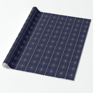 Cadeau Papier à enveloppement à motif bleu foncé et argen