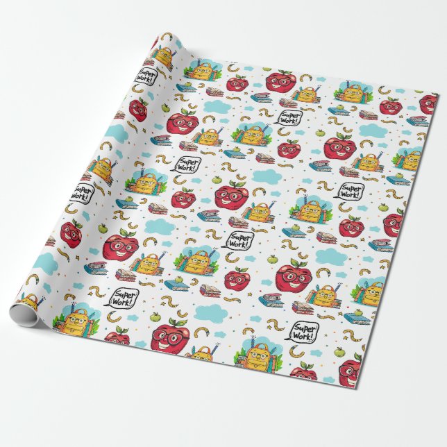 Cadeau Papier à enveloppement à thème scolaire (Déroulé)