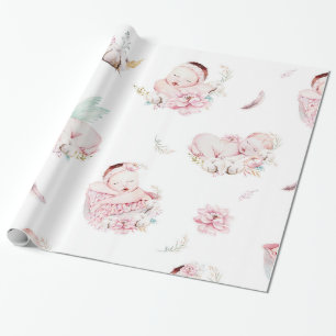 Cadeau Papier à enveloppement Baby shower fille