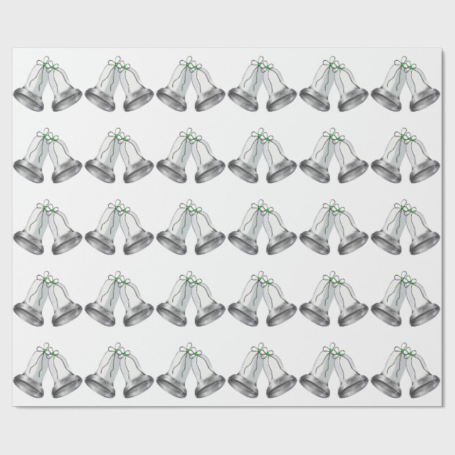 Cadeau Papier à enveloppement blanc à ruban vert pour clo (Plat)
