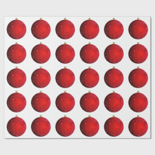 Cadeau Papier à enveloppement blanc ornement rouge
