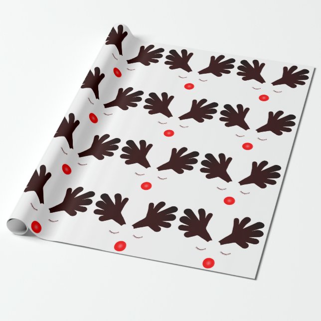 Cadeau Papier à enveloppement blanc Rudolph (Déroulé)