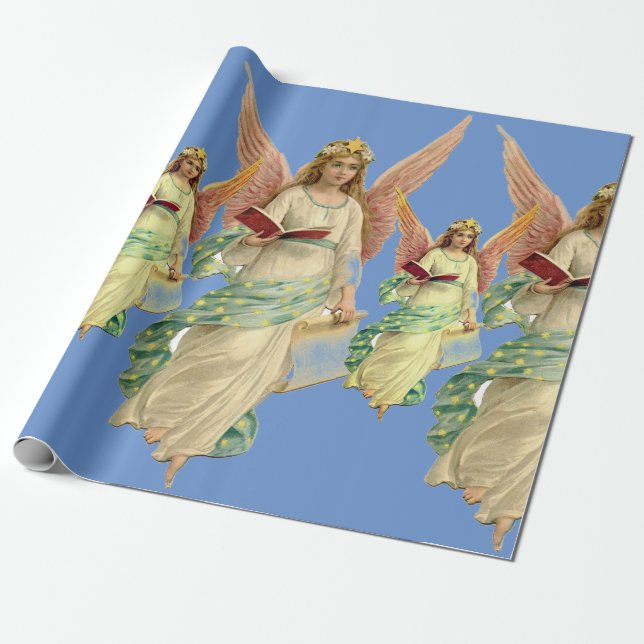Cadeau Papier à enveloppement BLEU ANGELS VINTAGE (Déroulé)