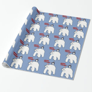 Cadeau Papier à enveloppement bleu de Noël à l'ours po