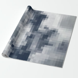 Cadeau Papier à enveloppement bleu et blanc pixé