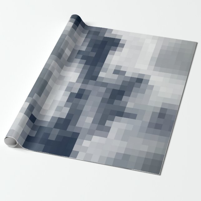 Cadeau Papier à enveloppement bleu et blanc pixé (Déroulé)