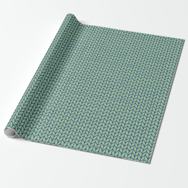 Cadeau Papier à enveloppement BLEU VERT KNIT (Déroulé)