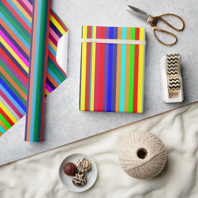 Cadeau Papier à enveloppement brillant Bande colorée (Artisanat)