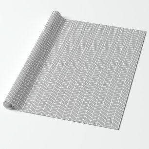 Cadeau Papier à enveloppement Chevron - Blanc sur gris