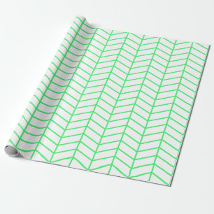 Cadeau Papier à enveloppement Chevron - Vert clair sur b