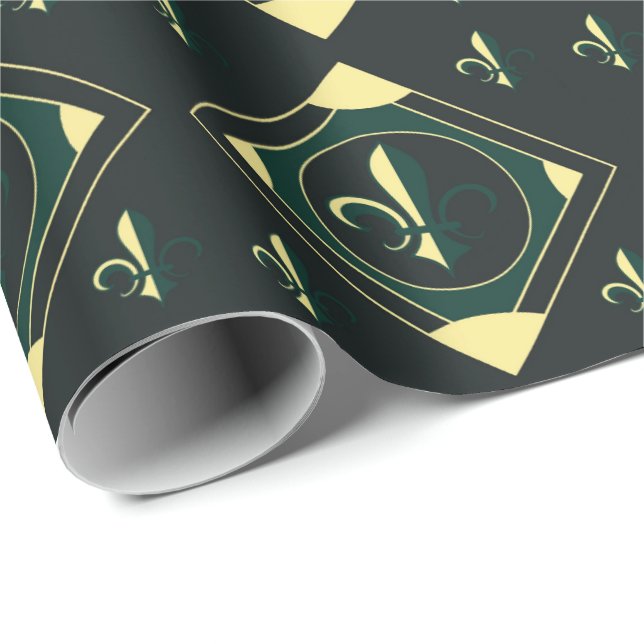 Cadeau Papier à enveloppement classique noir vert (Coin rond)