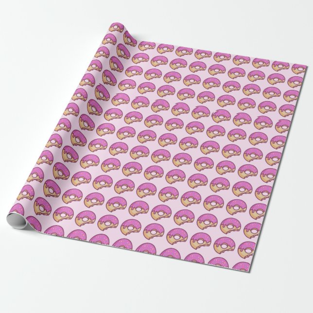 Cadeau Papier à enveloppement conçu à base de beignes ros (Déroulé)