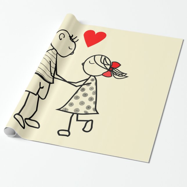 Cadeau Papier à enveloppement Couple Cute (Déroulé)