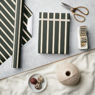 Cadeau Papier à enveloppement de bandes vertes de sage