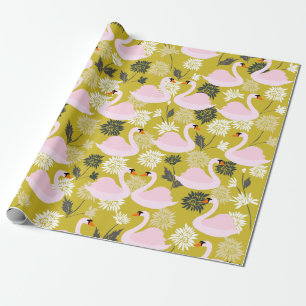 Cadeau Papier à enveloppement de cygne rose