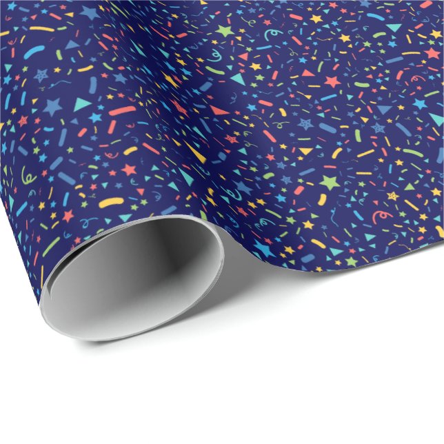 Cadeau Papier à enveloppement de fête Confetti (Coin rond)