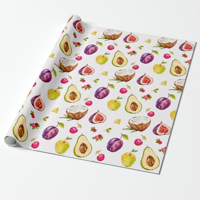 Cadeau Papier à enveloppement de fruits tropicaux (Déroulé)