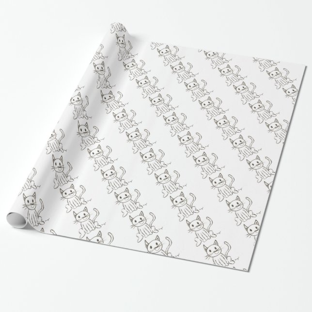Cadeau Papier à enveloppement de Kitty peint (Déroulé)