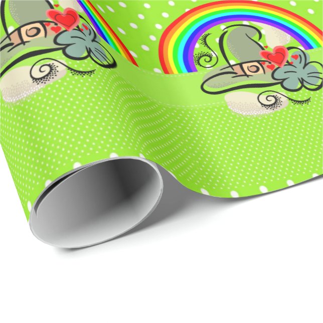 Cadeau Papier à enveloppement de la Saint-Patrick Arc-en- (Coin rond)