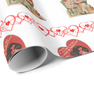 Cadeau Papier à enveloppement de la Saint-Valentin Vintag
