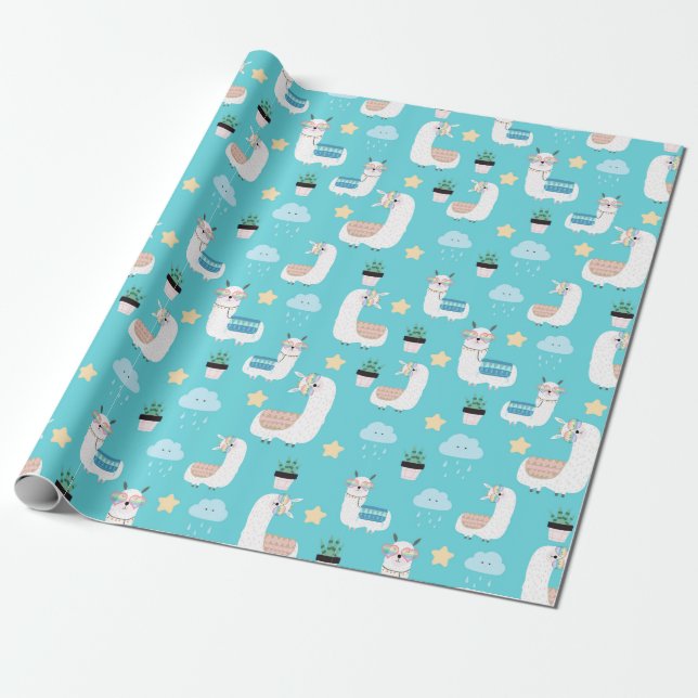 Cadeau Papier à enveloppement de lamas (Déroulé)