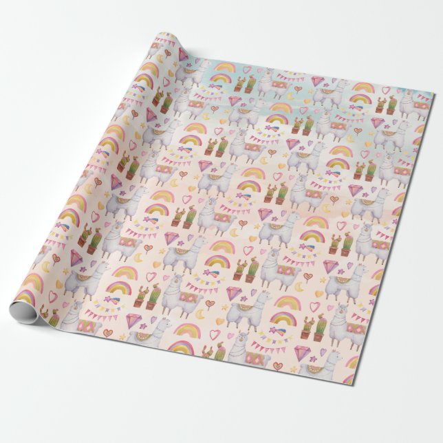 Cadeau Papier à enveloppement de lamas (Déroulé)