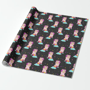 Cadeau Papier à enveloppement de lamas