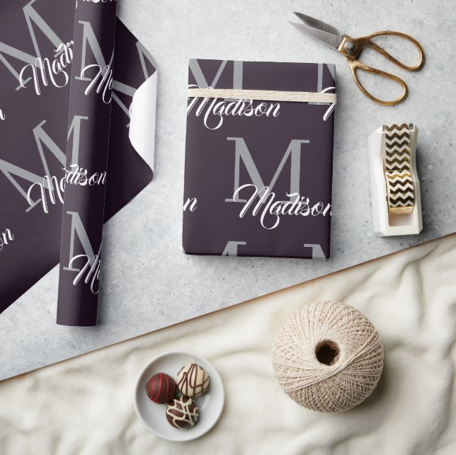 Cadeau Papier à enveloppement de monogramme élégant - Per (Artisanat)