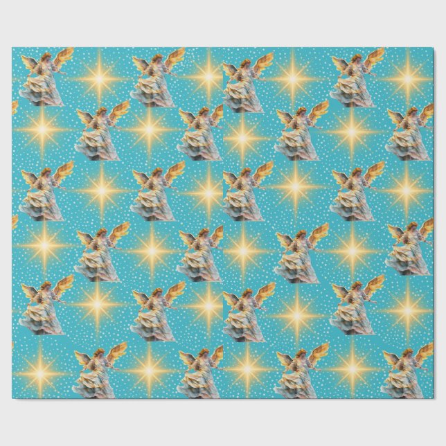Cadeau Papier à enveloppement de Noël avec anges (Couture)