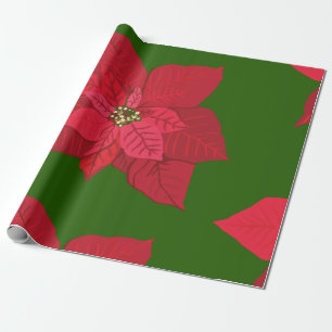 Cadeau Papier à enveloppement de Noël Fleurs rouges