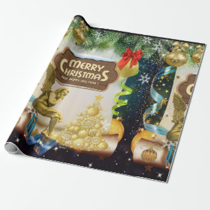 Cadeau Papier à enveloppement de Noël Joyeux Ange de Noël