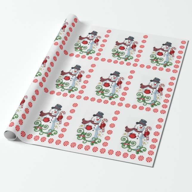 Cadeau Papier à enveloppement de Noël Pepperment de Snowm (Déroulé)