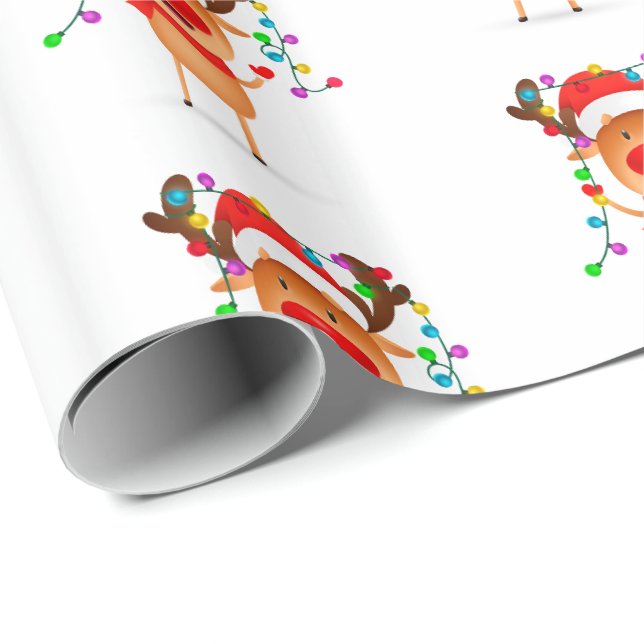 Cadeau Papier à enveloppement de Noël Rudolph (Coin rond)